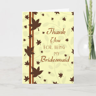 Hochzeit im Herbst Danke Bridesmaid Card