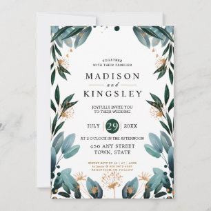 Hochzeit im Herbst 🍂 Deep Blue Floral Elegante 💙 Einladung