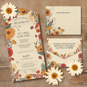 Hochzeit im Herbst der Blume im Herbst All In One Einladung