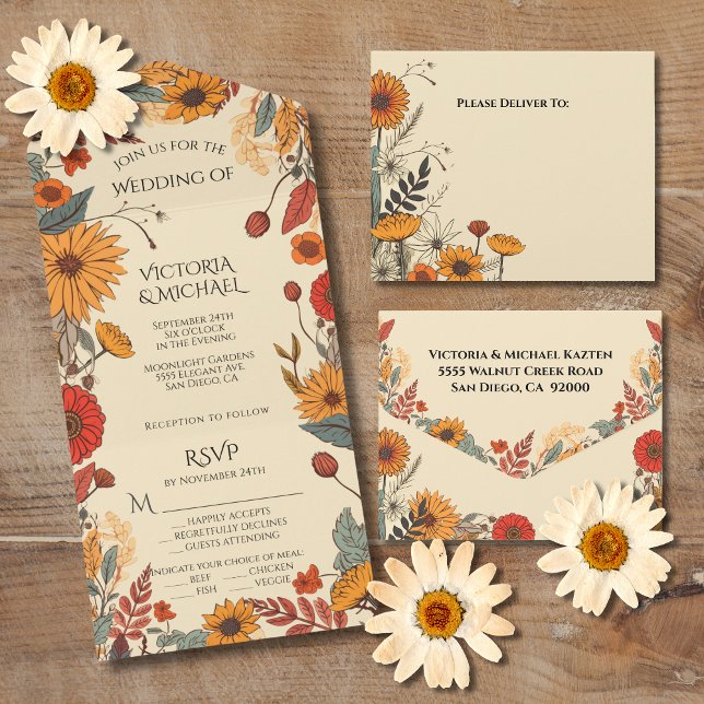 Hochzeit im Herbst der Blume im Herbst All In One Einladung (Von Creator hochgeladen)