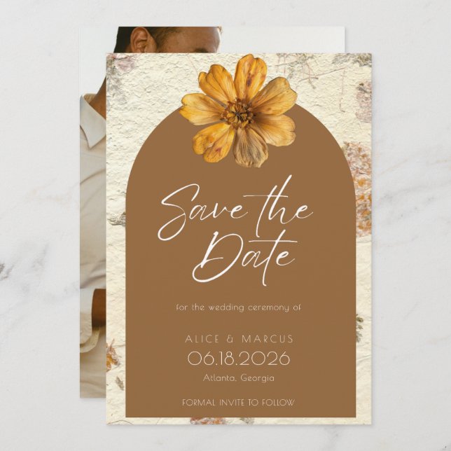 Hochzeit im Herbst der Blume Save the Date (Vorne/Hinten)