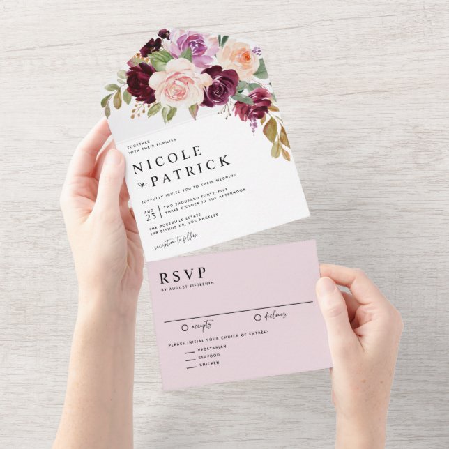 Hochzeit im Herbst der Blume "Wasserfarbe" und "Pe All In One Einladung (Abreißen)