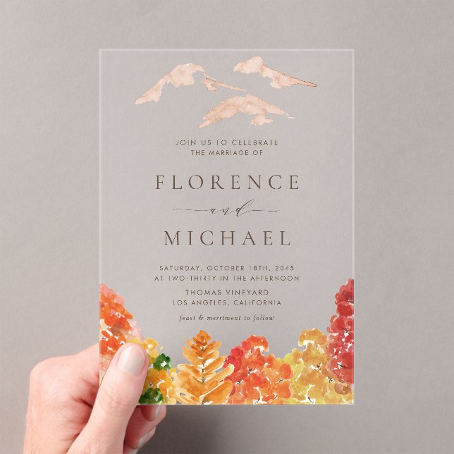 Hochzeit im Herbst der Herbstwälder Acryleinladungen (Insitu (Handheld))