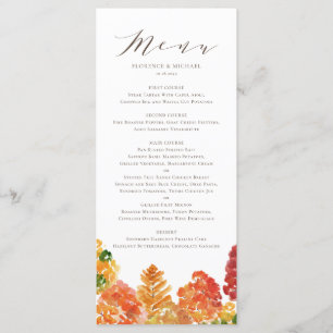 Hochzeit im Herbst der Herbstwälder Menükarte