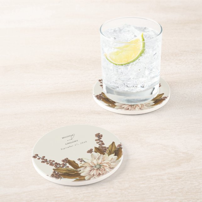 Hochzeit im Herbst der Wasserfarben im Herbst Getränkeuntersetzer (Seite)