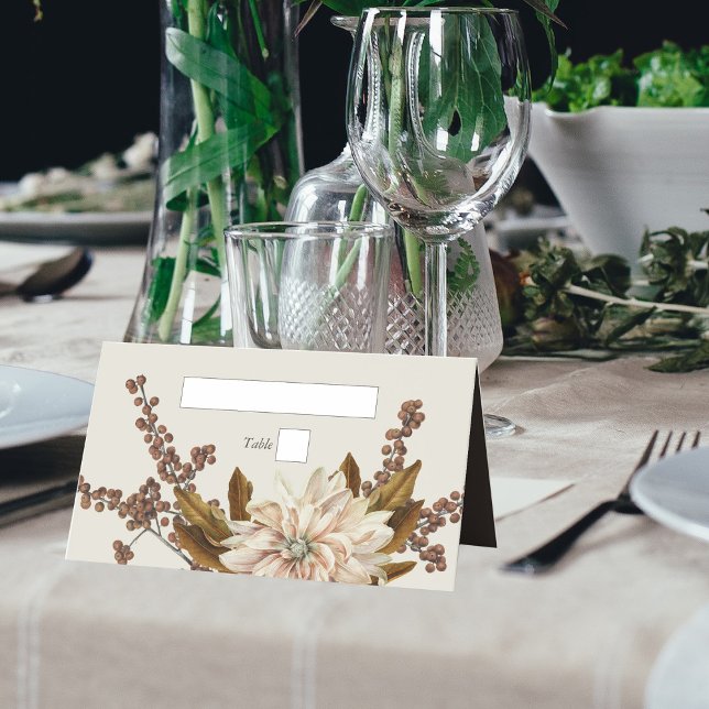 Hochzeit im Herbst der Wasserfarben im Herbst Platzkarte (Autumn Floral Earthy Tones Watercolor Fall Wedding Place Card)