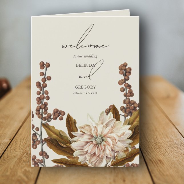 Hochzeit im Herbst der Wasserfarben im Herbst Programm (Autumn Floral Earthy Tones Watercolor Fall Wedding Program)