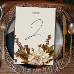 Hochzeit im Herbst der Wasserfarben im Herbst Tischnummer<br><div class="desc">Eine elegante erdige Töne fallen Aquarell Kalligraphie Signatur Skript Hochzeit Design. Ein rustikales Herbstdesign, das Kupfertönen und botanische Blumen sowie Vintage Schriftzeichen-Kalligraphie-Typografie verwendet. Ein klassisches, erdig-braunes, beige Herbstfallkalligraphie-Signatur-Design ideal für alle Arten von Hochzeiten. Ein klassisches saisonales Hochzeitsdesign mit vereinfachenden Tischnummern. Auch die passenden Hochzeitseinladungen und andere Schreibwaren sind verfügbar. Passen...</div>