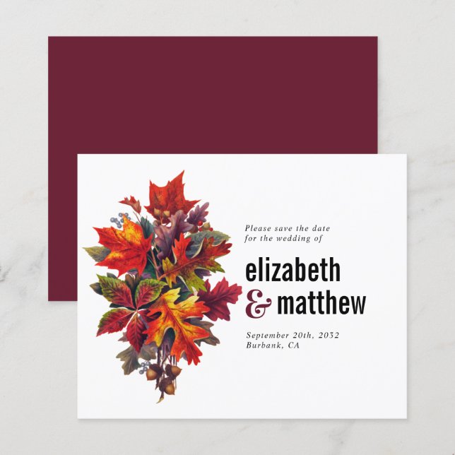 Hochzeit im Herbst des Haushalts Save the Date (Vorne/Hinten)