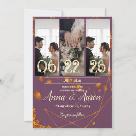 Hochzeit im Herbst Einladung mit Fotos | Kupfer