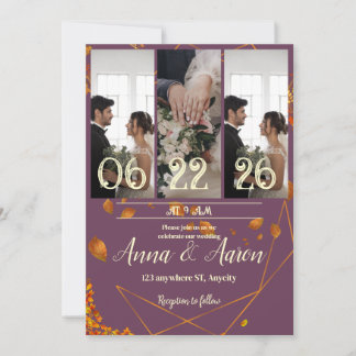 Hochzeit im Herbst Einladung mit Fotos | Kupfer