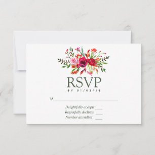 Hochzeit im Herbst Floral RSVP Karte