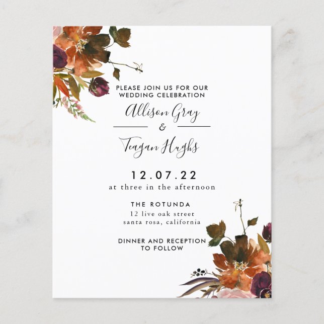 Hochzeit im Herbst | Flyer Haushalt (Vorne)