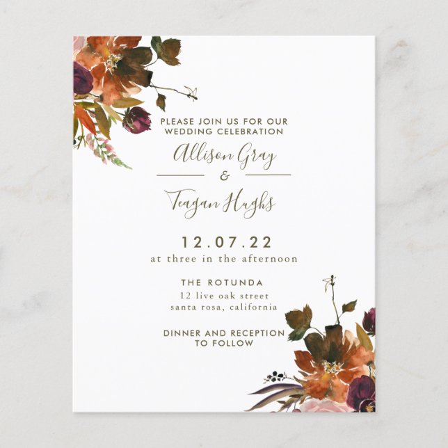 Hochzeit im Herbst | Flyer Haushalt (Vorne)