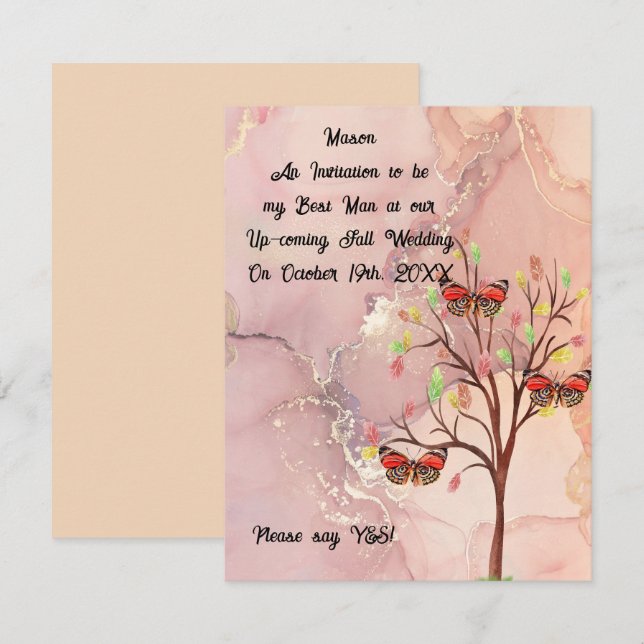 Hochzeit im Herbst für Trauzeuge anfordern Einladung (Vorne/Hinten)
