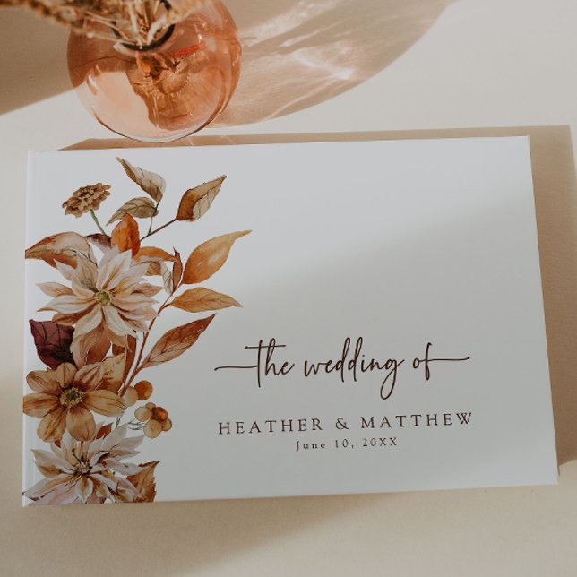 Hochzeit im Herbst Gästebuch (Elegant Fall Floral Wedding Guest Book by Painted Paperie
)