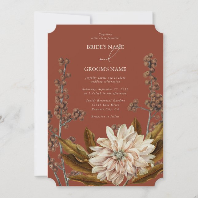 Hochzeit im Herbst Herbst Flora und Fauna Einladung (Vorderseite)