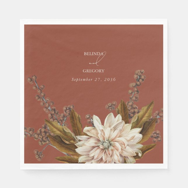 Hochzeit im Herbst Herbst Flora und Fauna Serviette (Vorderseite)