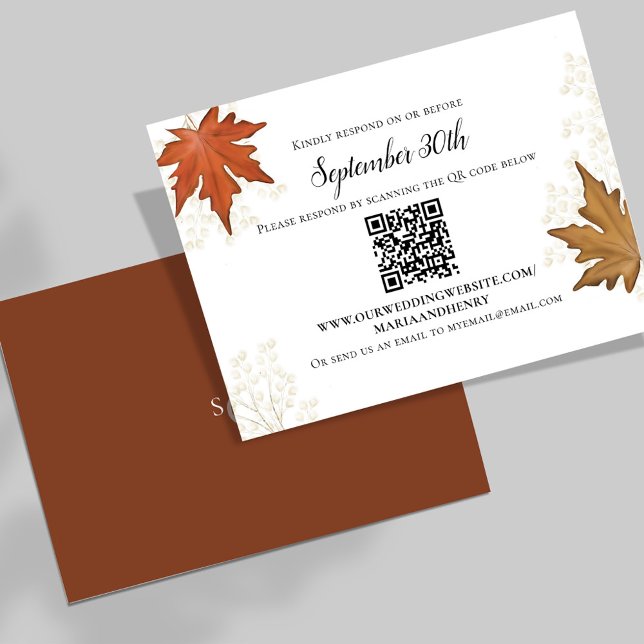 Hochzeit im Herbst Herbst UAWG verlassen Begleitkarte (Elegant watercolor fall leaves RSVP card.)