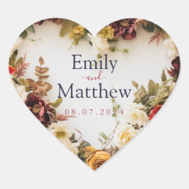 Hochzeit im Herbst Herz-Aufkleber