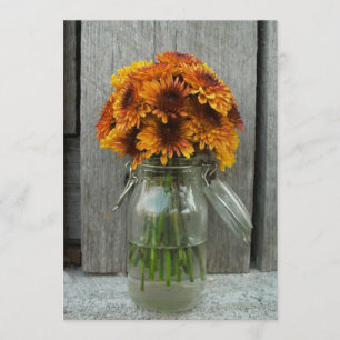 Hochzeit im Herbst Mason Jar Blume & Barnwood Einladung