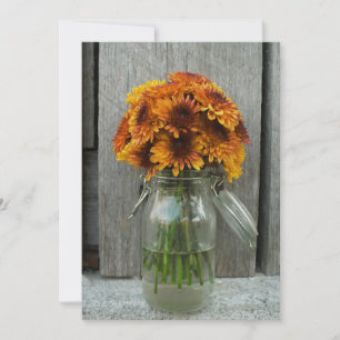 Hochzeit im Herbst Mason Jar Blume & Barnwood Einladung