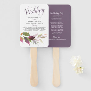 Hochzeit im Herbst mit Lila Aquarellfarben-Blätter Fächer