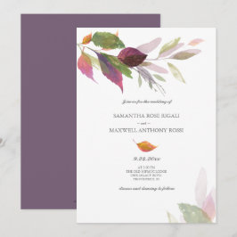 Hochzeit im Herbst mit Lila Blätter Einladung