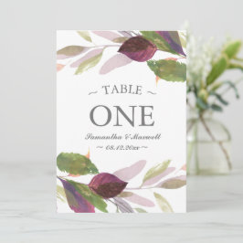 Hochzeit im Herbst mit Lila Foliage Tischnummer