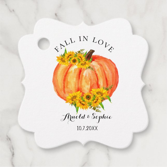 Hochzeit im Herbst Orange Pumpkin Geschenkanhänger (Vorderseite)