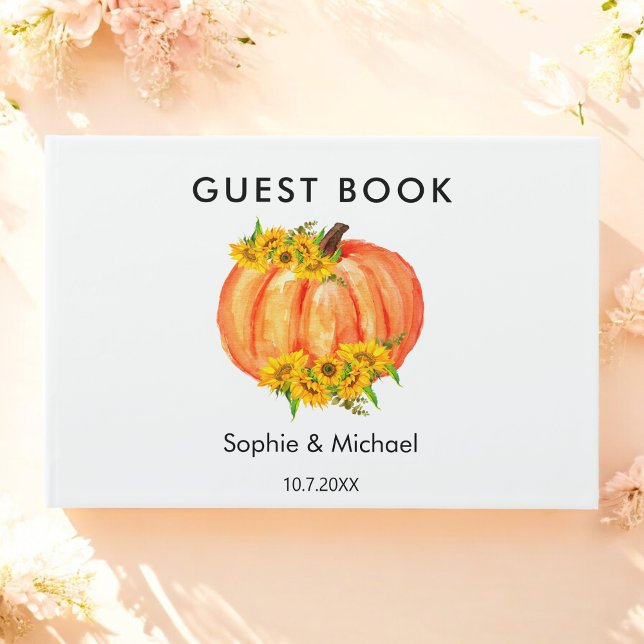 Hochzeit im Herbst Orange Pumpkin Sonnenblume Gästebuch (Von Creator hochgeladen)