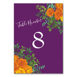 Hochzeit im Herbst Orange Rose Lila Tischnummer