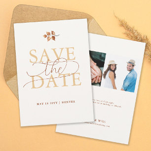 Hochzeit im Herbst Orange Save the Date im Herbst Einladung