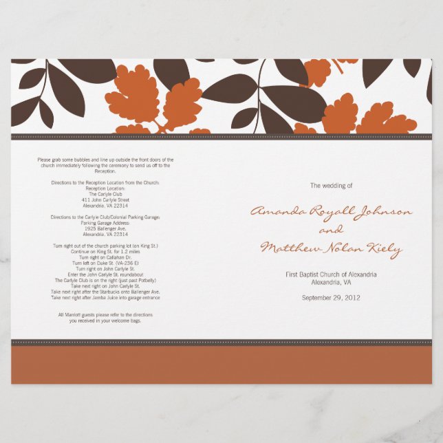 Hochzeit im Herbst Orange und Brown (Vorderseite)