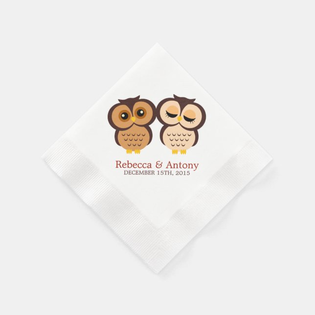 Hochzeit im Herbst Owls Serviette (Ecke)