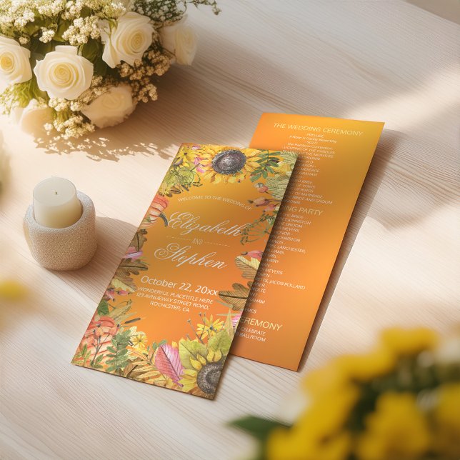 Hochzeit im Herbst Programme Autumn Maple Blätter  (Von Creator hochgeladen)