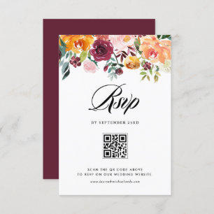 Hochzeit im Herbst QR für Blumengärten RSVP Karte