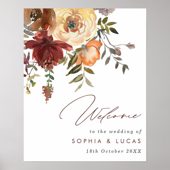 Hochzeit im Herbst Rost & Orange Poster (Vorne)