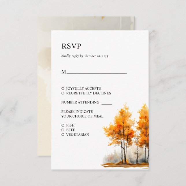 Hochzeit im Herbst-RSVP-Karte RSVP Karte (Vorne/Hinten)