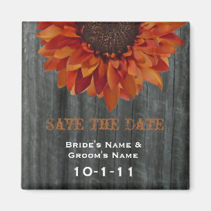 Hochzeit im Herbst Save the Date - Barnwood & Sunf Magnet