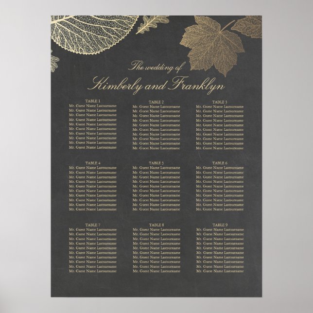 Hochzeit im Herbst-Seekarte für Gold-Blätter Poster (Vorne)