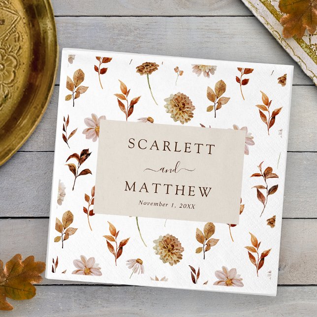 Hochzeit im Herbst Serviette (White Fall Leaves Wedding Napkins by Painted Paperie
)