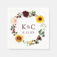 Hochzeit im Herbst Sonnenblumen Kräne Rose Burgund