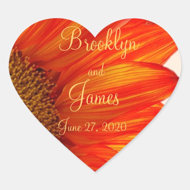 Hochzeit im Herbst Sticker Sonnenblume (Vorderseite)