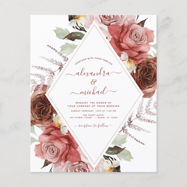 Hochzeit im Herbst Terracotta Floral Flyer (Vorne)