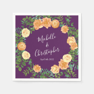 Hochzeit im Herbst Vintag Peach Rose auf Lila Serviette