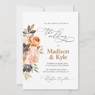 Hochzeit im Herbst von Blüten und Goldblumen Einladung