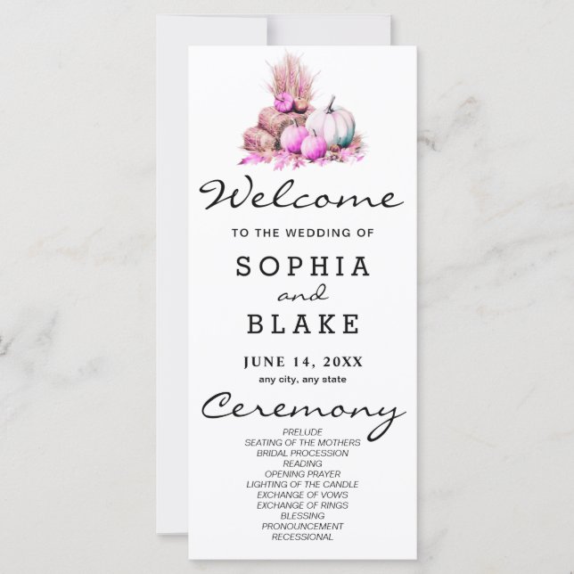 Hochzeit im Herbst von Pink und White Pumpkins (Vorderseite)