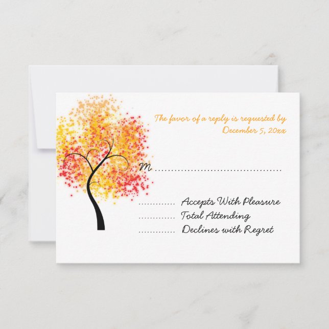 Hochzeit im Herbst Wirbel Tree Wedding RSVP Karte (Vorderseite)
