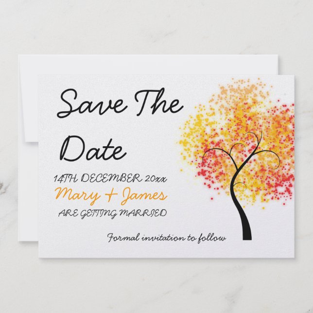 Hochzeit im Herbst Wirbler Baum "Save the Date" Save The Date (Vorderseite)